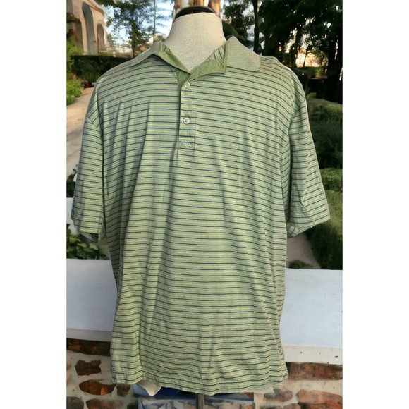 Greg Norman Other - Greg Norman Mens Polo Golf Shirt Size XL Striped Double Mercerized Green